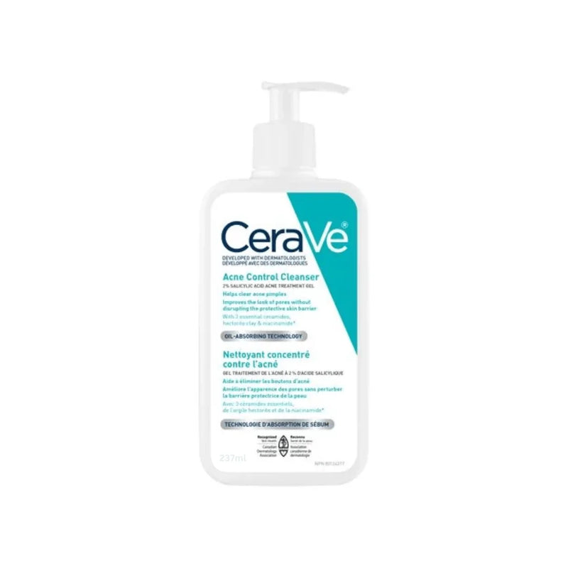 CeraVe Acne Control Cleanser | 2% Salicylic Acid Face Wash with Purifying Clay for Oily Skin and Blackheads 237ml