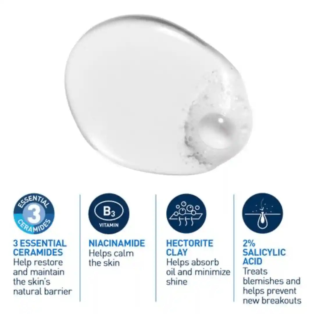 CeraVe Acne Control Cleanser | 2% Salicylic Acid Face Wash with Purifying Clay for Oily Skin and Blackheads 237ml